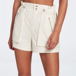 NWT Calia Woven Paperbag High Rise Short In Unbleached White 3.5" Relaxed XXL